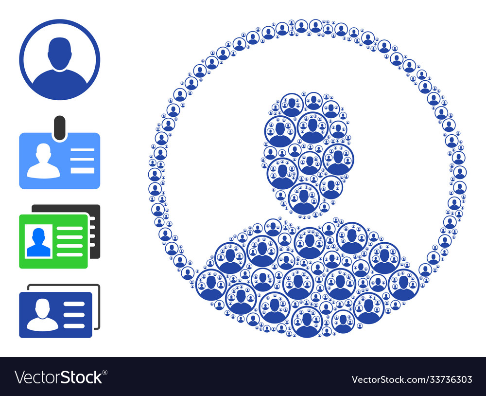 Man rounded portrait recursive mosaic self