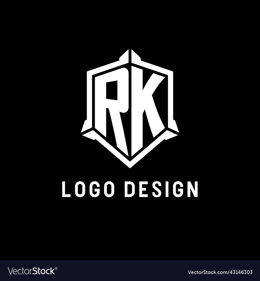 Rk logo initial with shield shape design style
