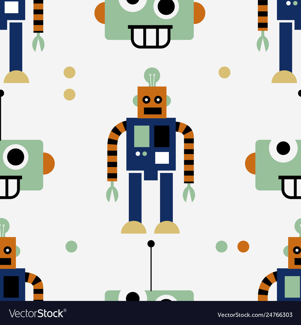 Robot seamless pattern vector image Robot seamless pattern