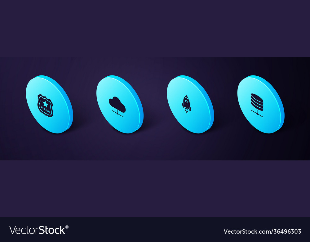 Set isometric server data web hosting rocket vector image Set isometric server data web hosting rocket