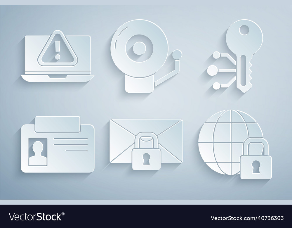 Set mail message lock password cryptocurrency key vector image Set mail message lock password cryptocurrency key
