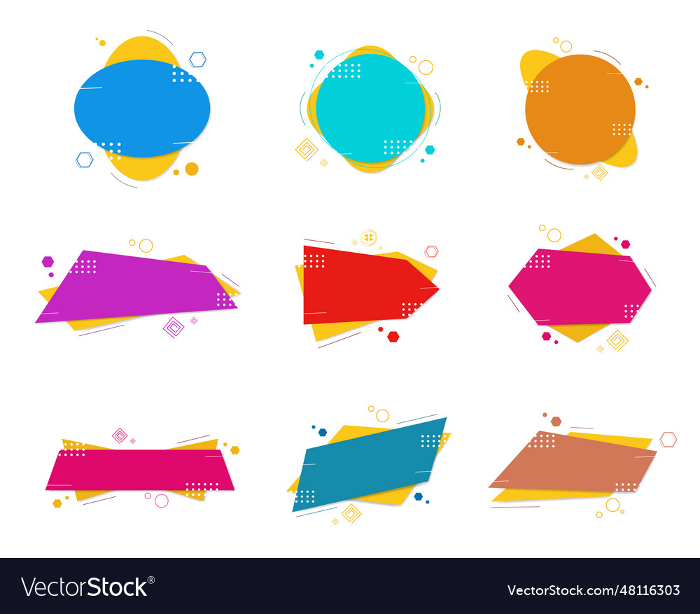 Set of different colorful text boxes shape vector image Set of different colorful text boxes shape