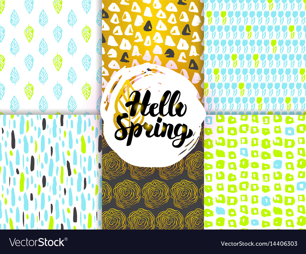 Spring nature funky seamless patterns