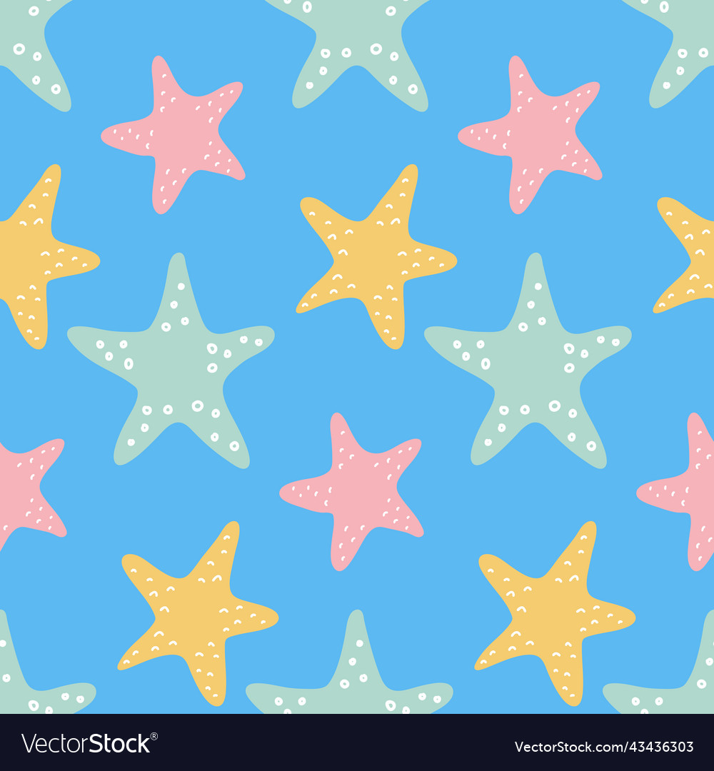 Starfish pastel color seamless pattern Royalty Free Vector