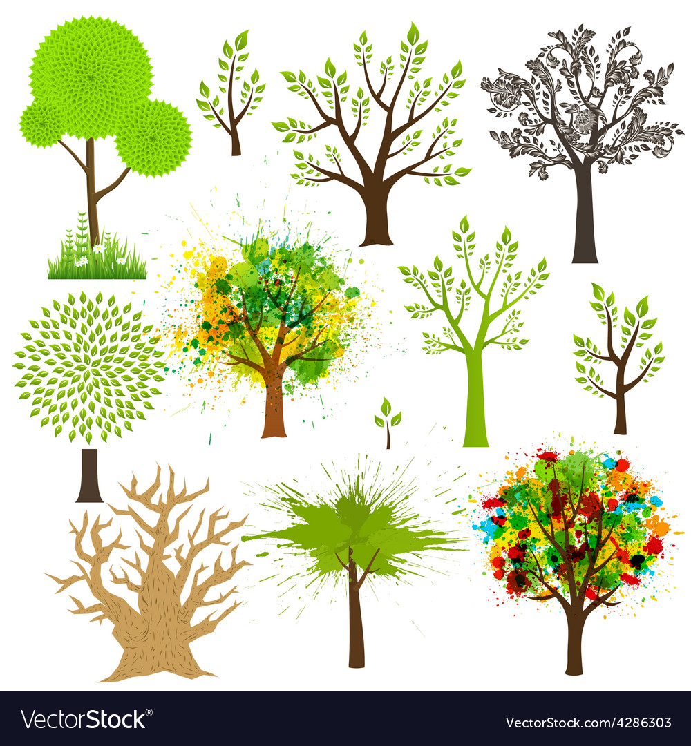 Tree super collection of different styles Vector Image