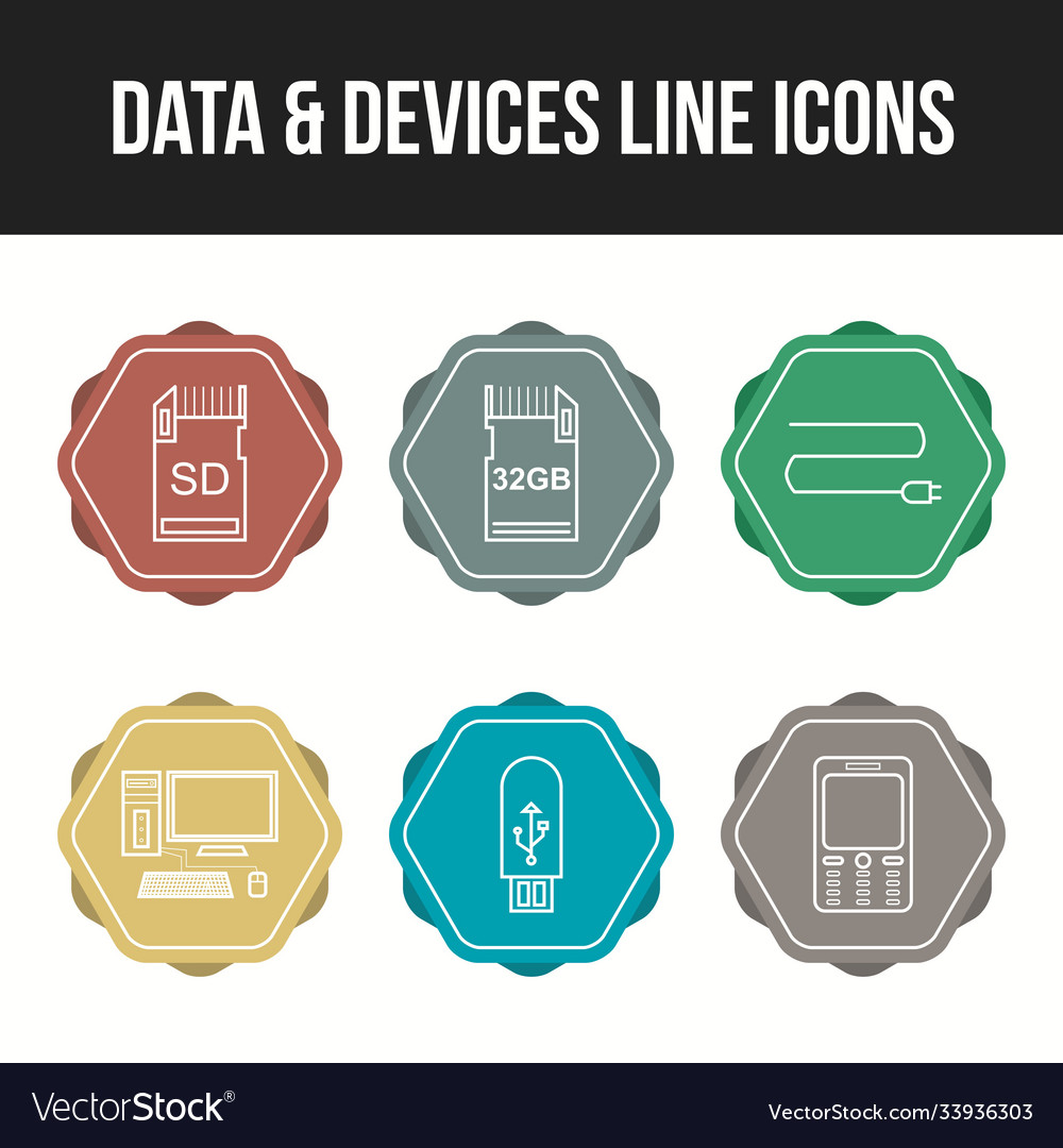 Unique data and devices icon set