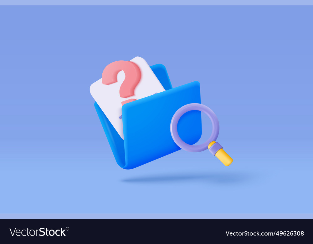 3d document list with question mark icon paper