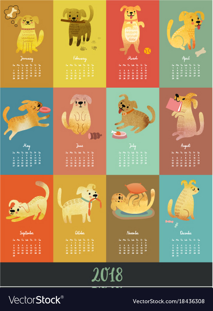 Calendar 2018 cute monthly