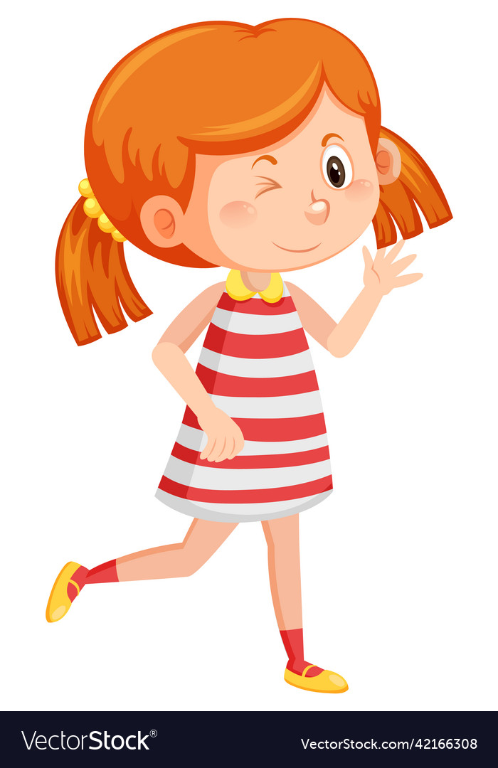 Cheerful girl with greeting gesture Royalty Free Vector