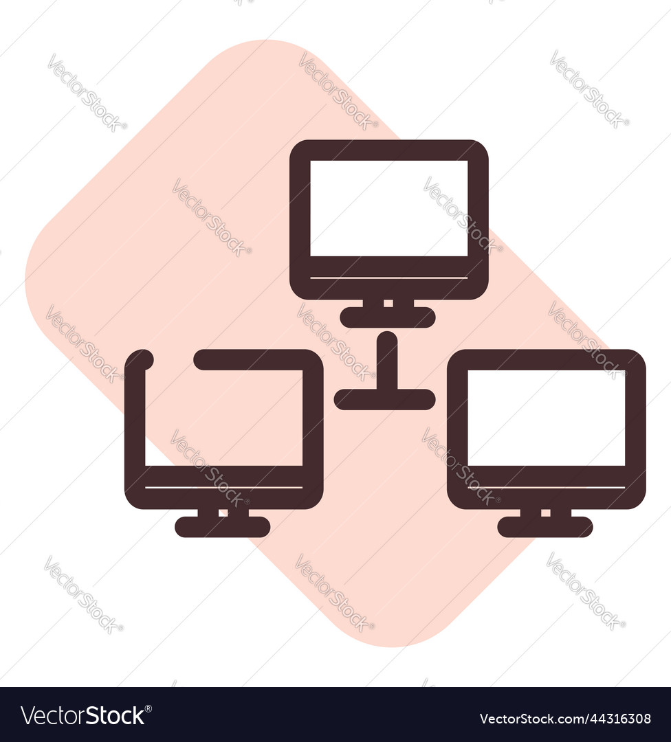 Computer connection on a white background