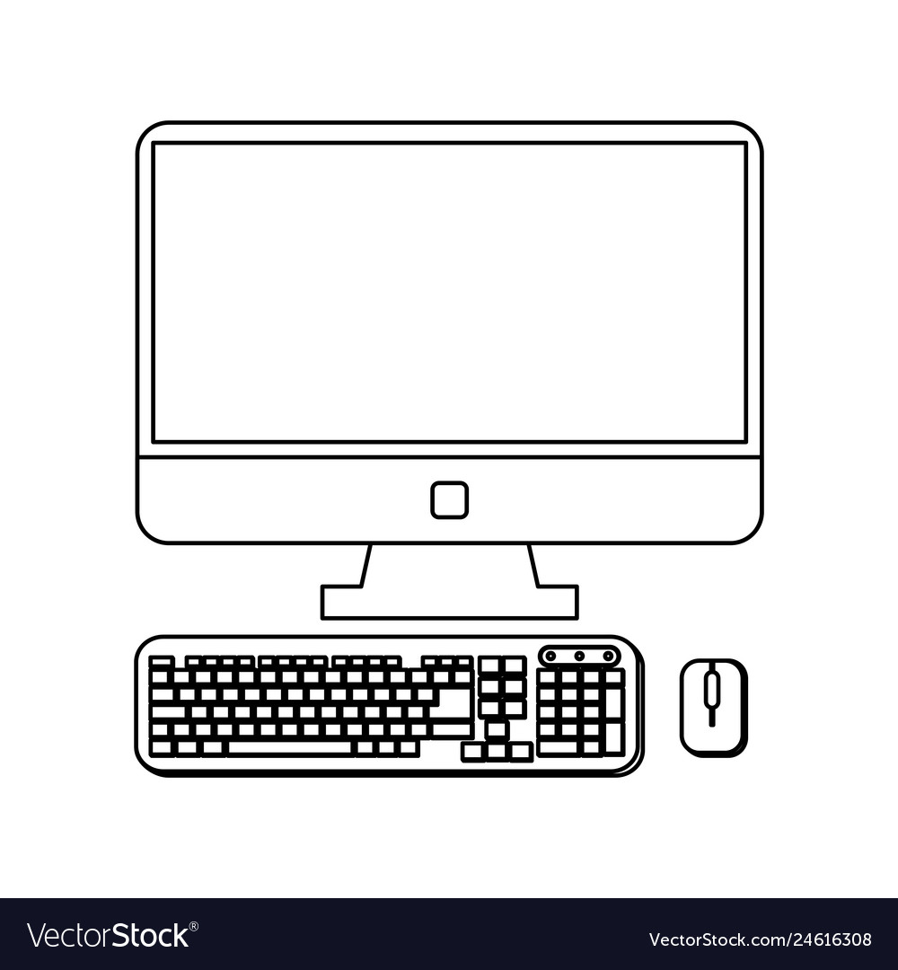 Computer with keyboard and mouse in black