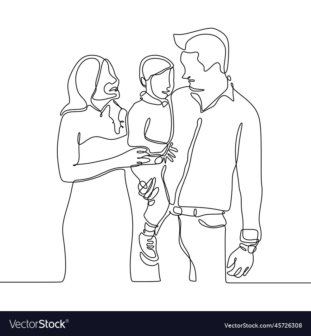 Continuous Line Drawing Of A Family Member Father Vector Image