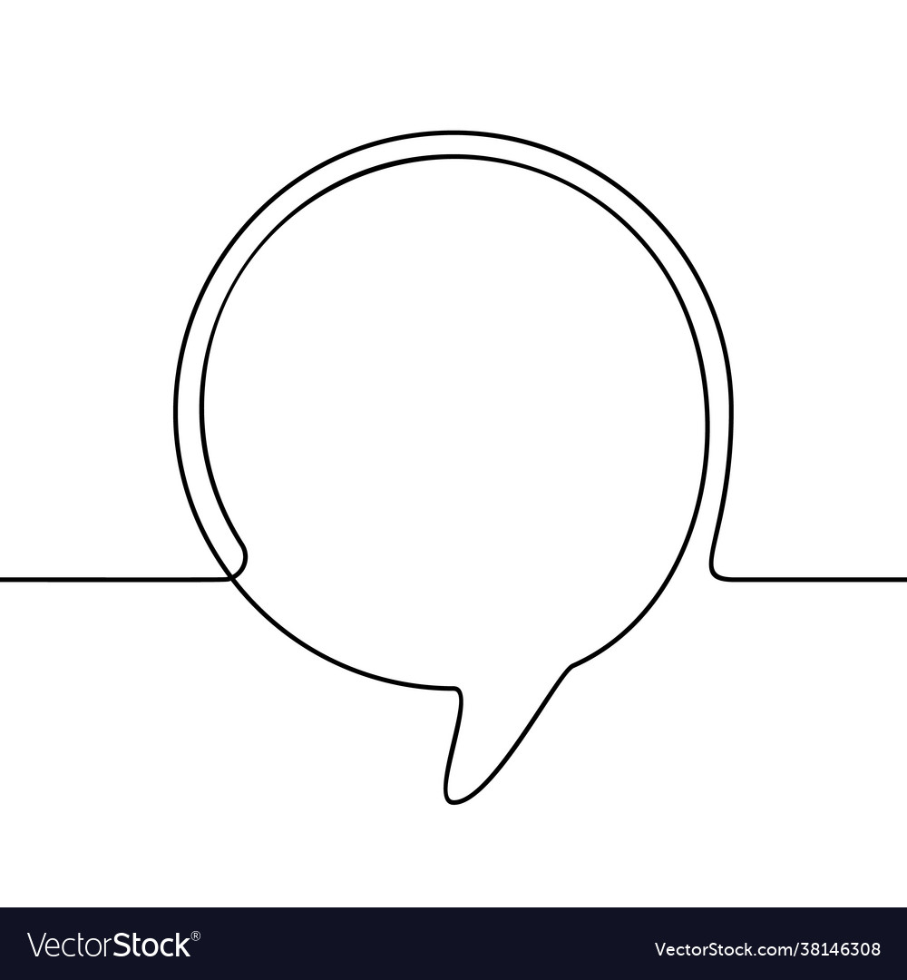 Continuous line drawing round speech bubble vector image Continuous line drawing round speech bubble