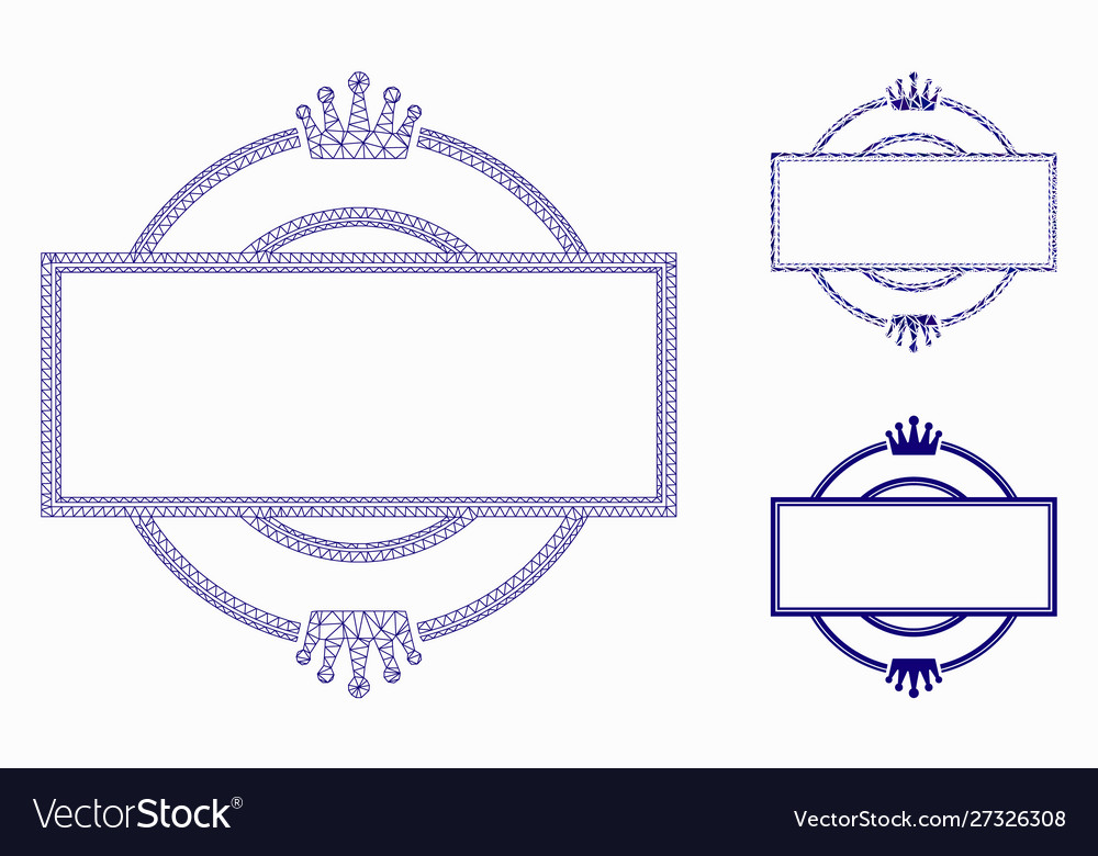 Crown round and rectangle frame mesh 2d Vector Image Crown round and rectangle frame mesh 2d