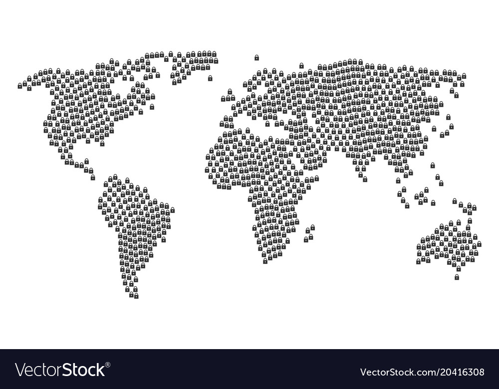 Global atlas pattern of lock icons