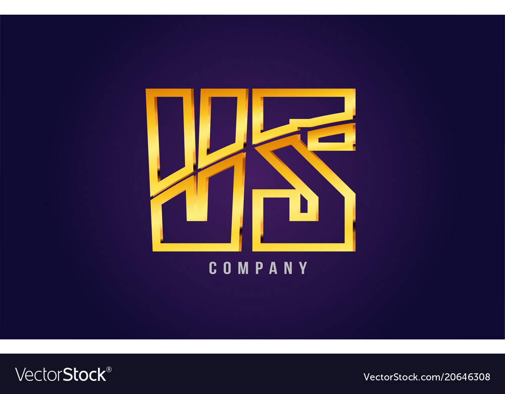 Gold golden alphabet letter vs v s logo