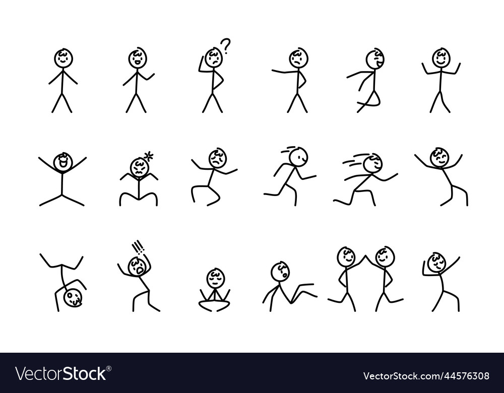 Hand drawn stickman set isolated on white Vector Image