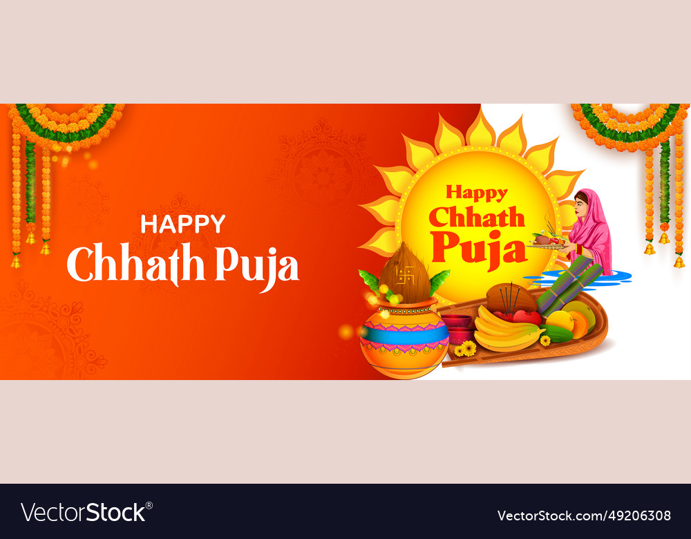 Happy chhath puja holiday background for sun