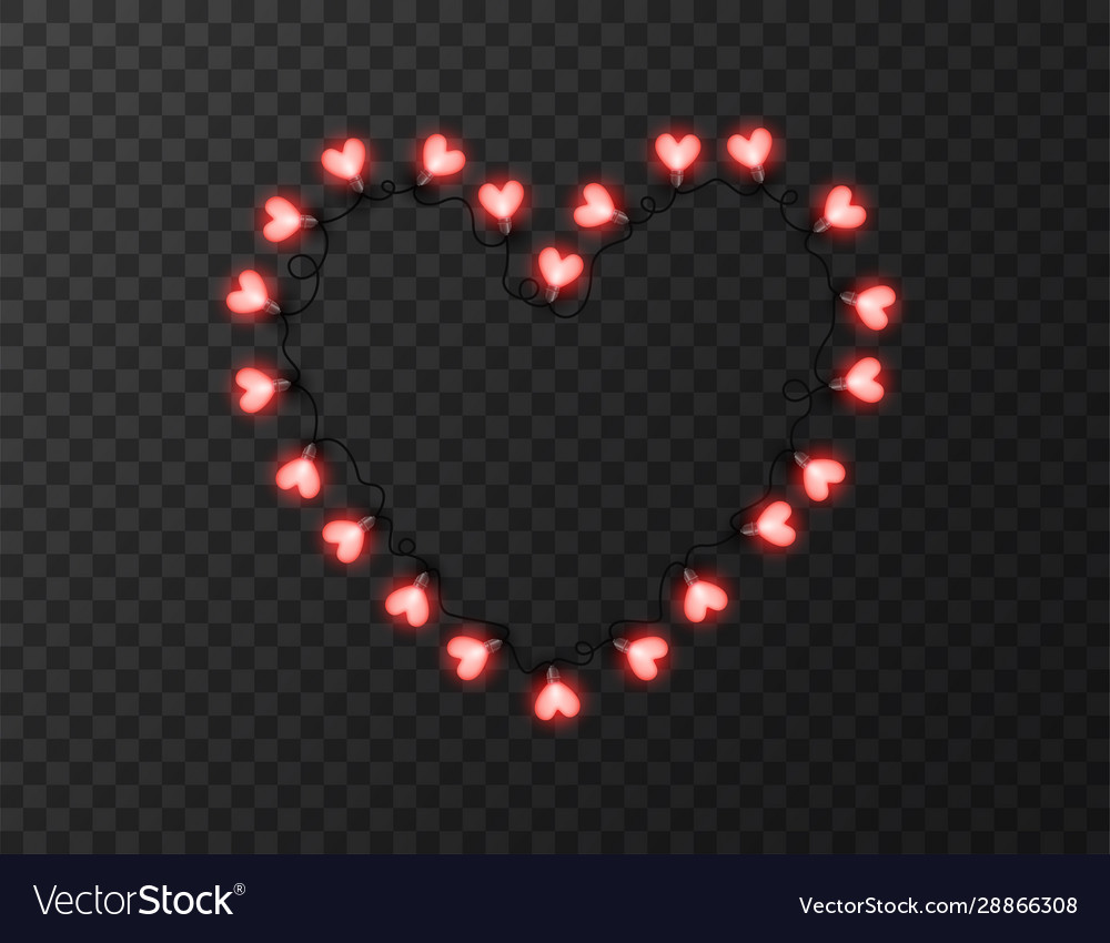 Heart shaped lights on transparent background