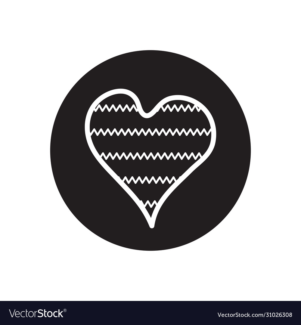 Heart with zig zag lines design line block style