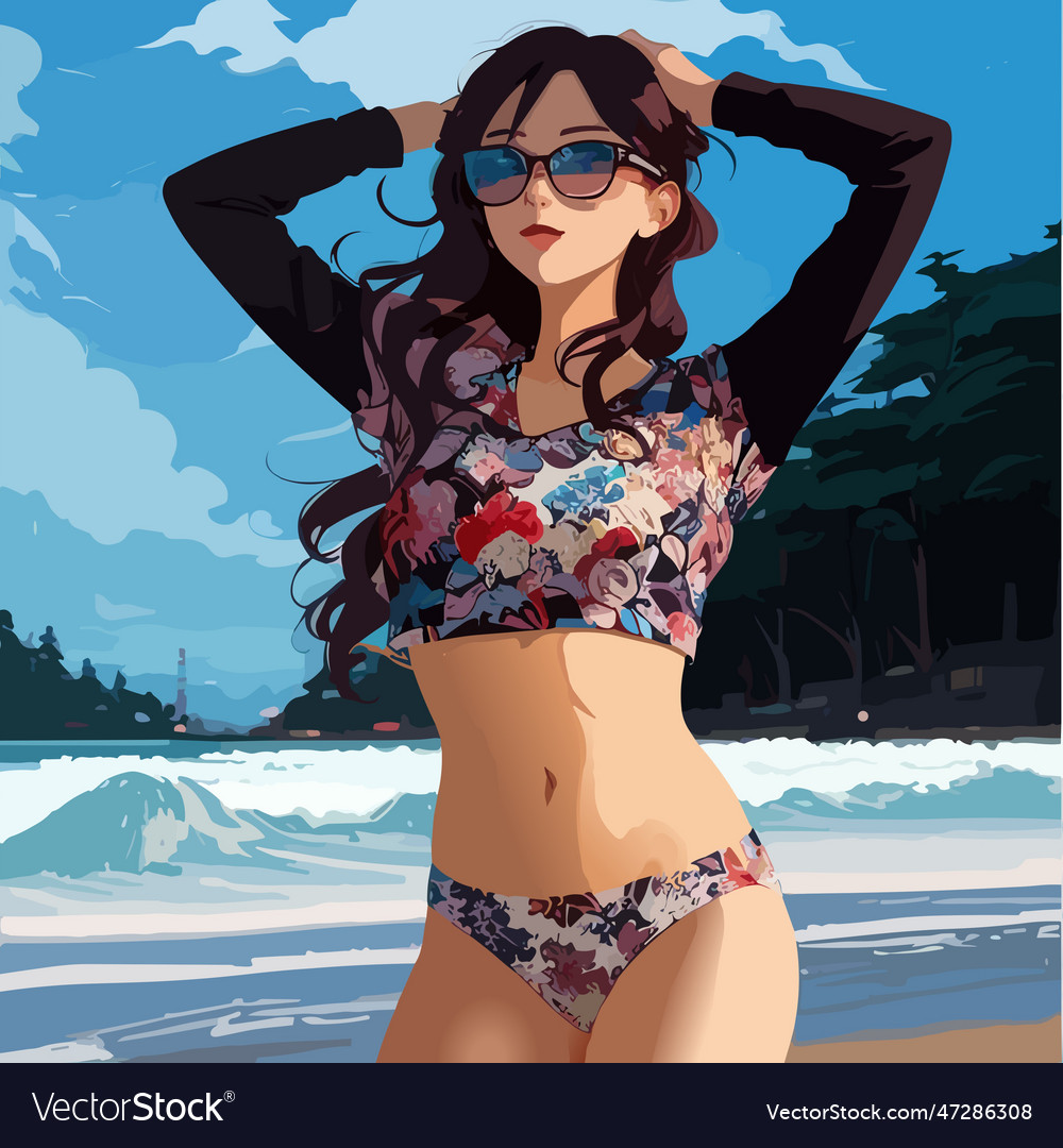 Hot Girl On A Beach Royalty Free Vector Image Vectorstock 3449