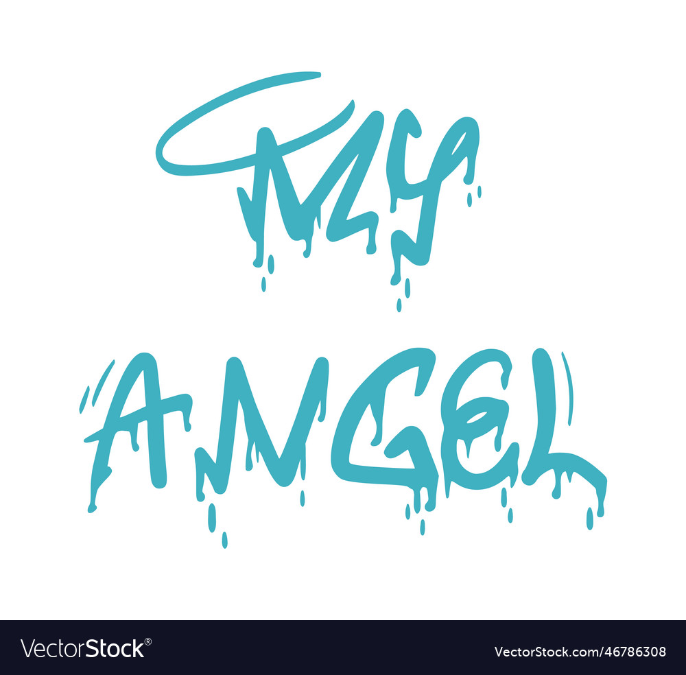 My angel lettering street graffiti Royalty Free Vector Image