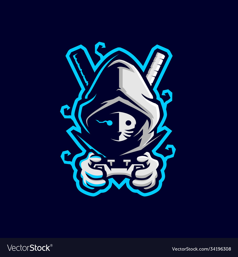 Blue Ninja Gaming With Joystick Logo Icon PNG Transparent