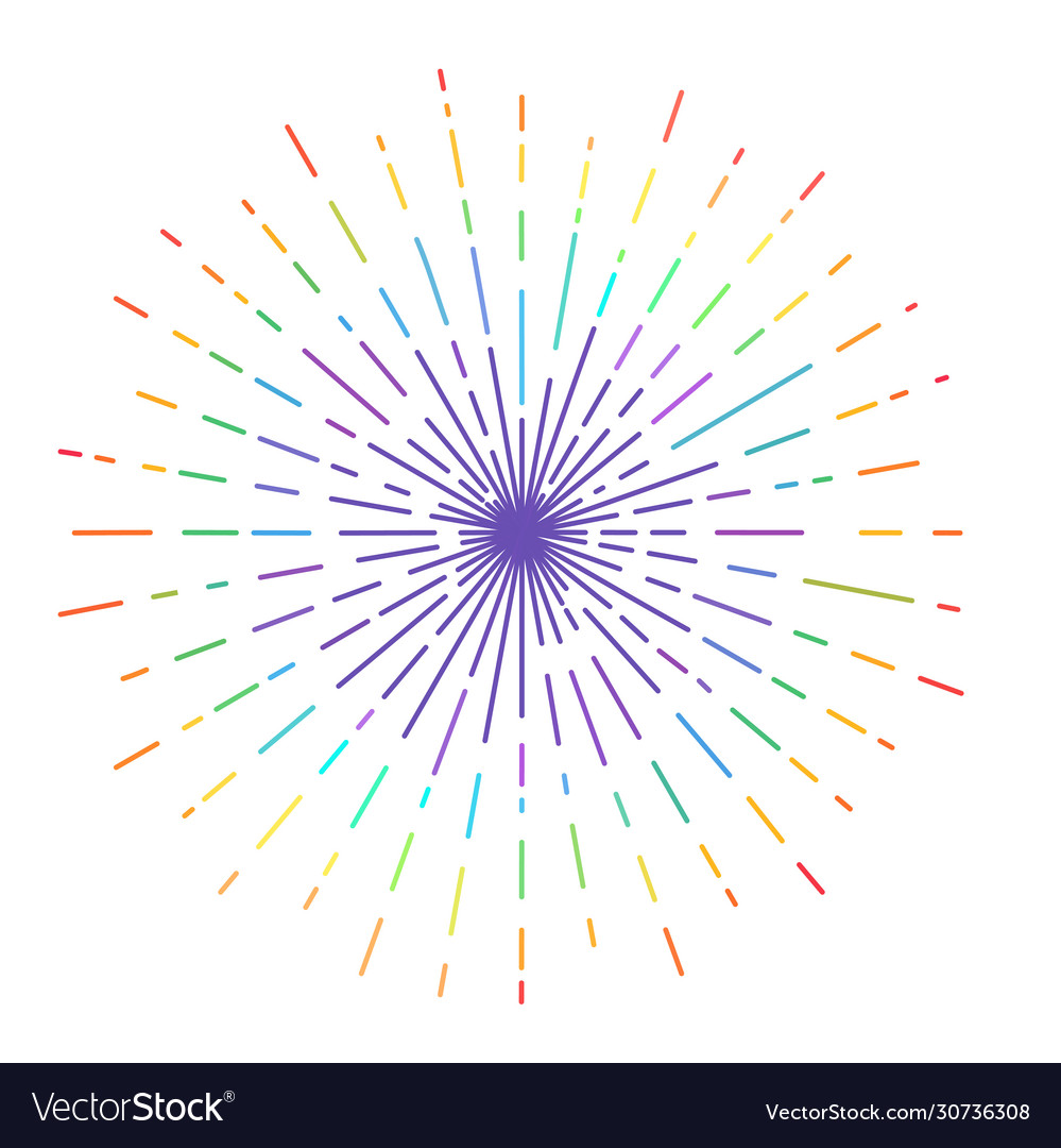 Outline drawing rays sun in rainbow