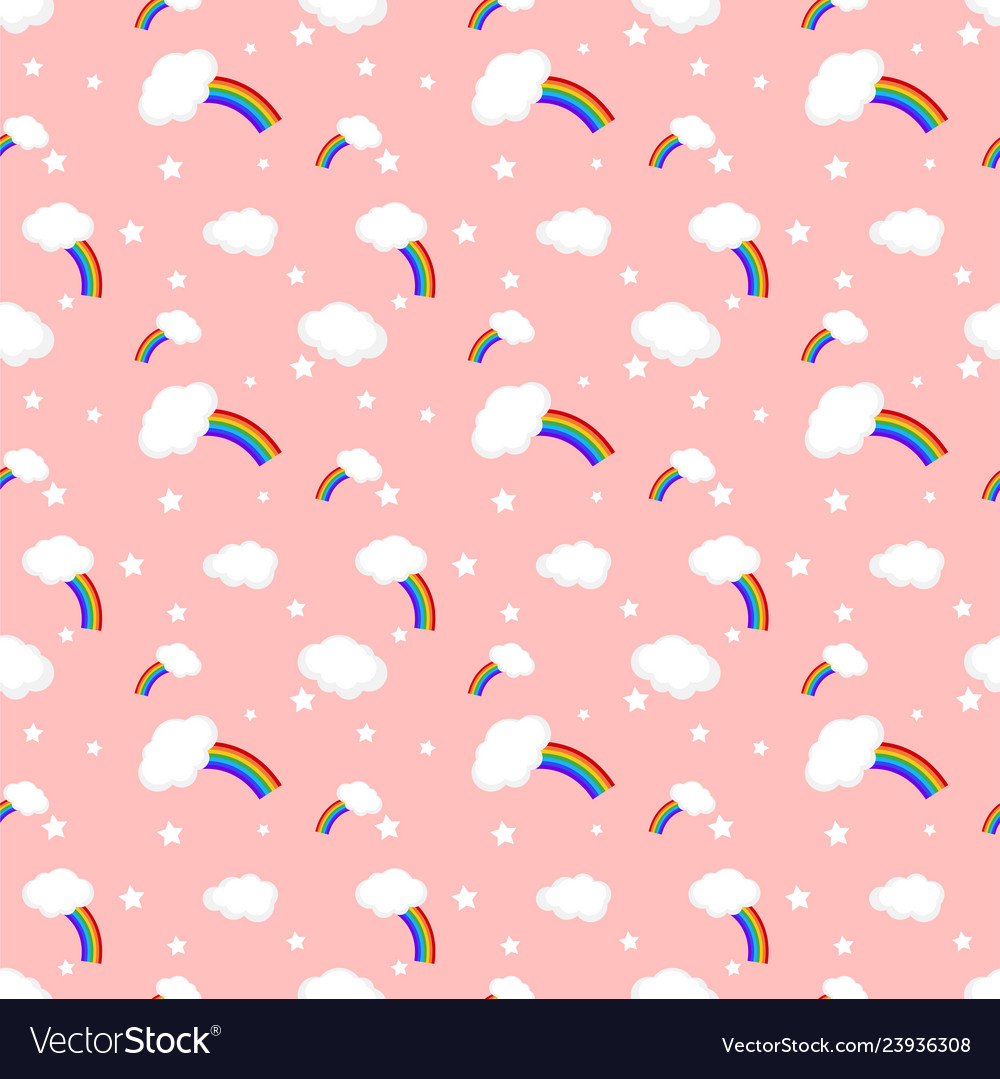 Rainbow and clouds seamless pattern vector image Rainbow and clouds seamless pattern