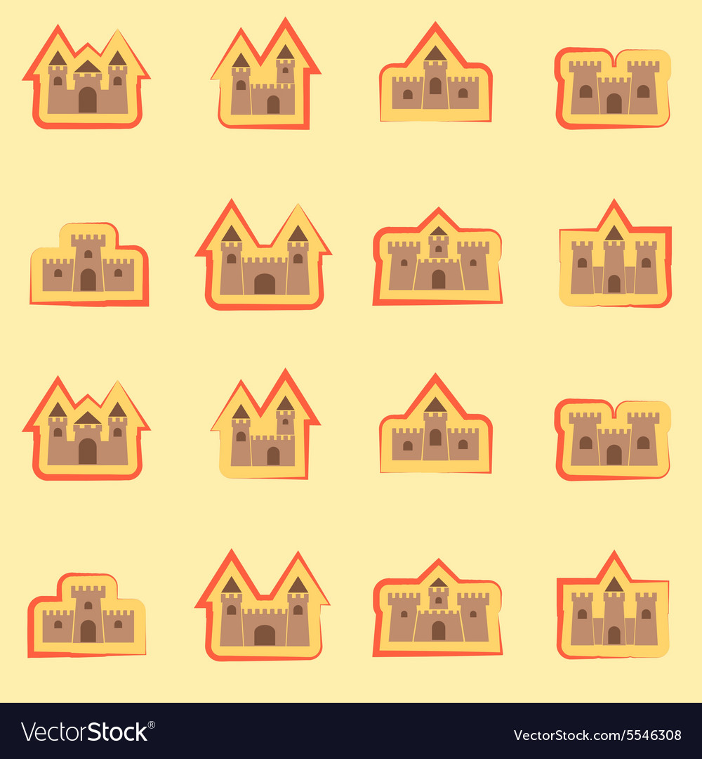 Seamless background with different castles