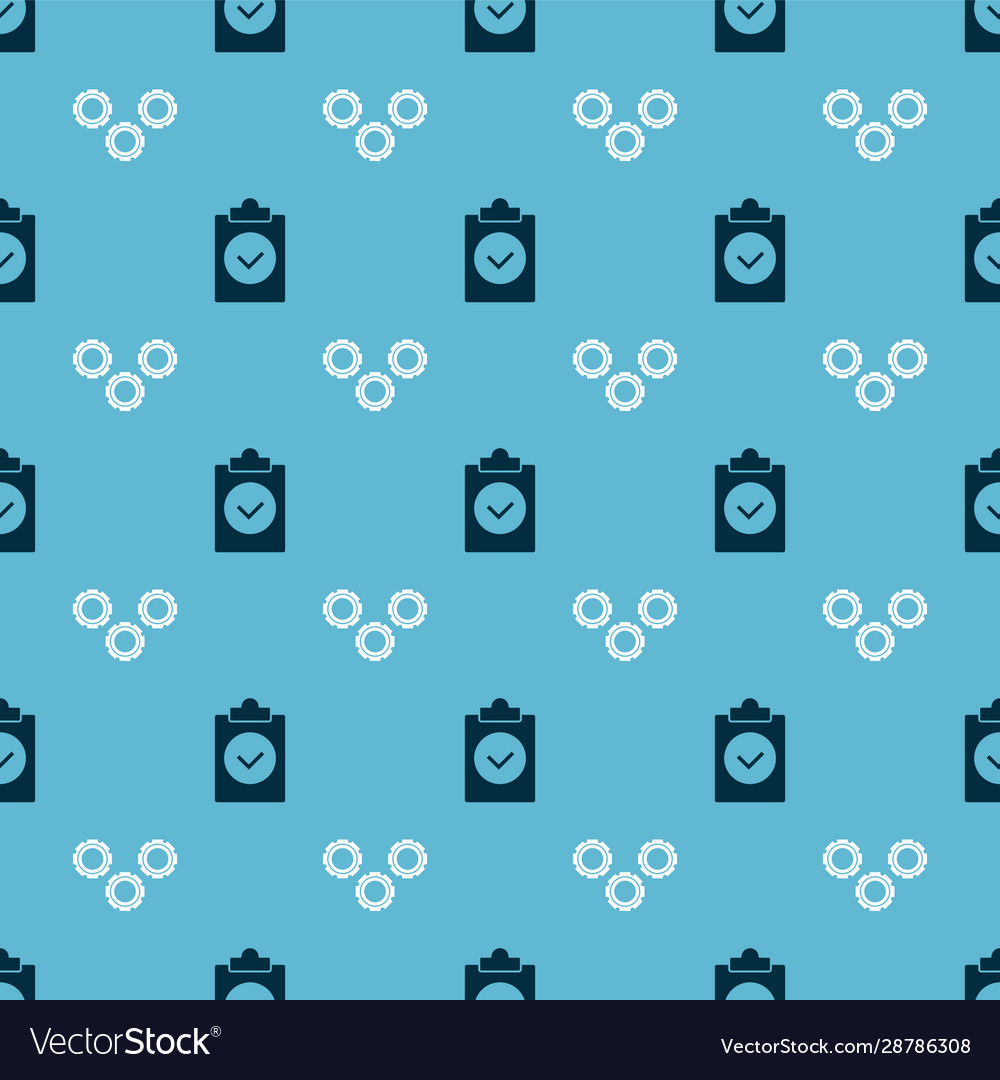 Set completed task and gear on seamless pattern vector image Set completed task and gear on seamless pattern