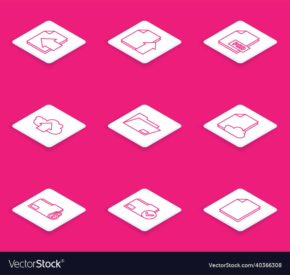 Set line next page arrow upload file document vector image Set line next page arrow upload file document