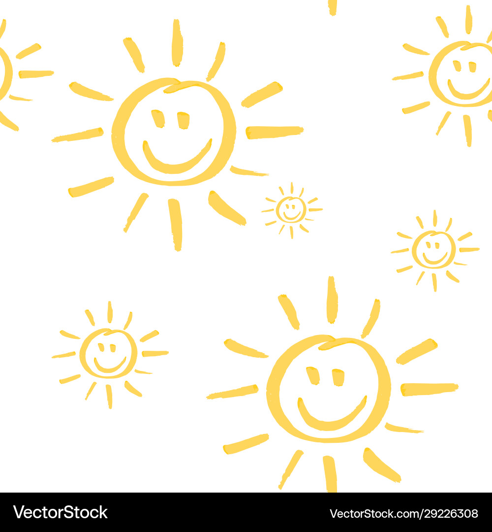 Smiling sun seamless pattern Royalty Free Vector Image