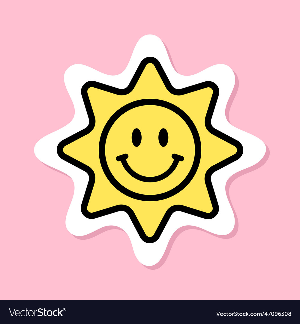 Premium Vector  Summer vibes text with sun sticker groovy