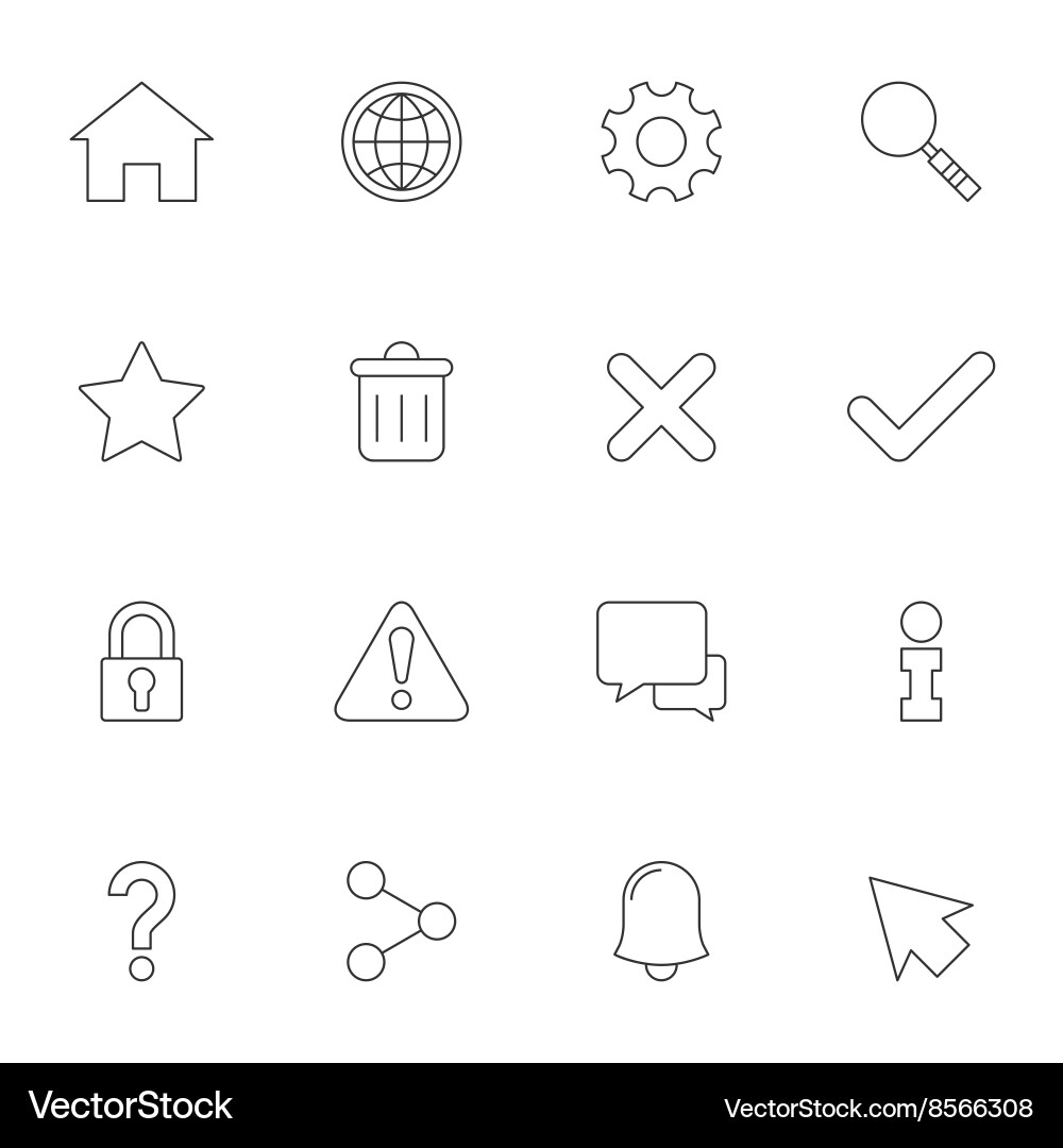 Web interface outline icons Royalty Free Vector Image