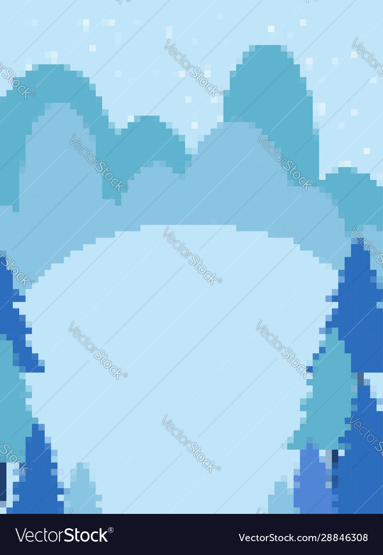 Winter landscape pixel art snow and snowdrift 8 vector image Winter landscape pixel art snow and snowdrift 8