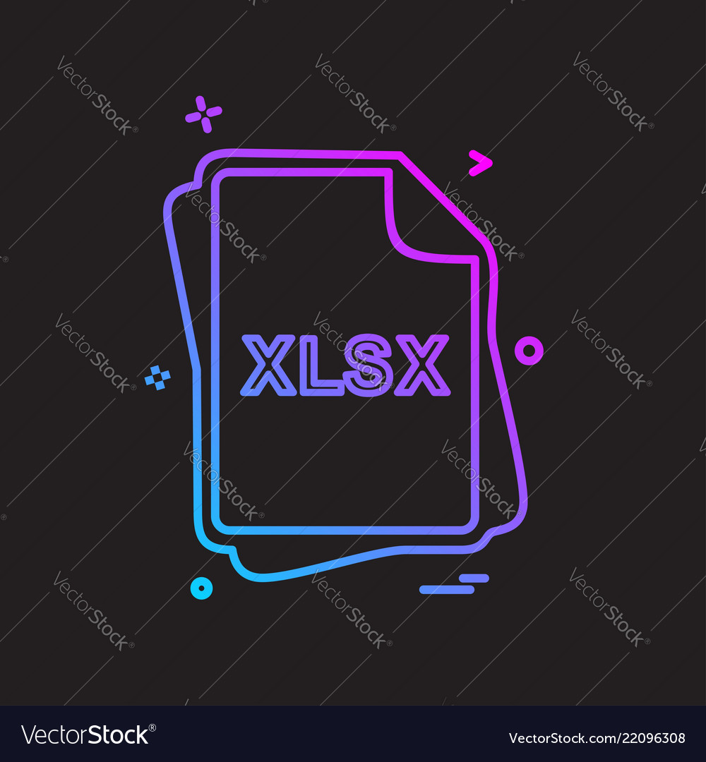 Xlsx file type icon design vector image Xlsx file type icon design