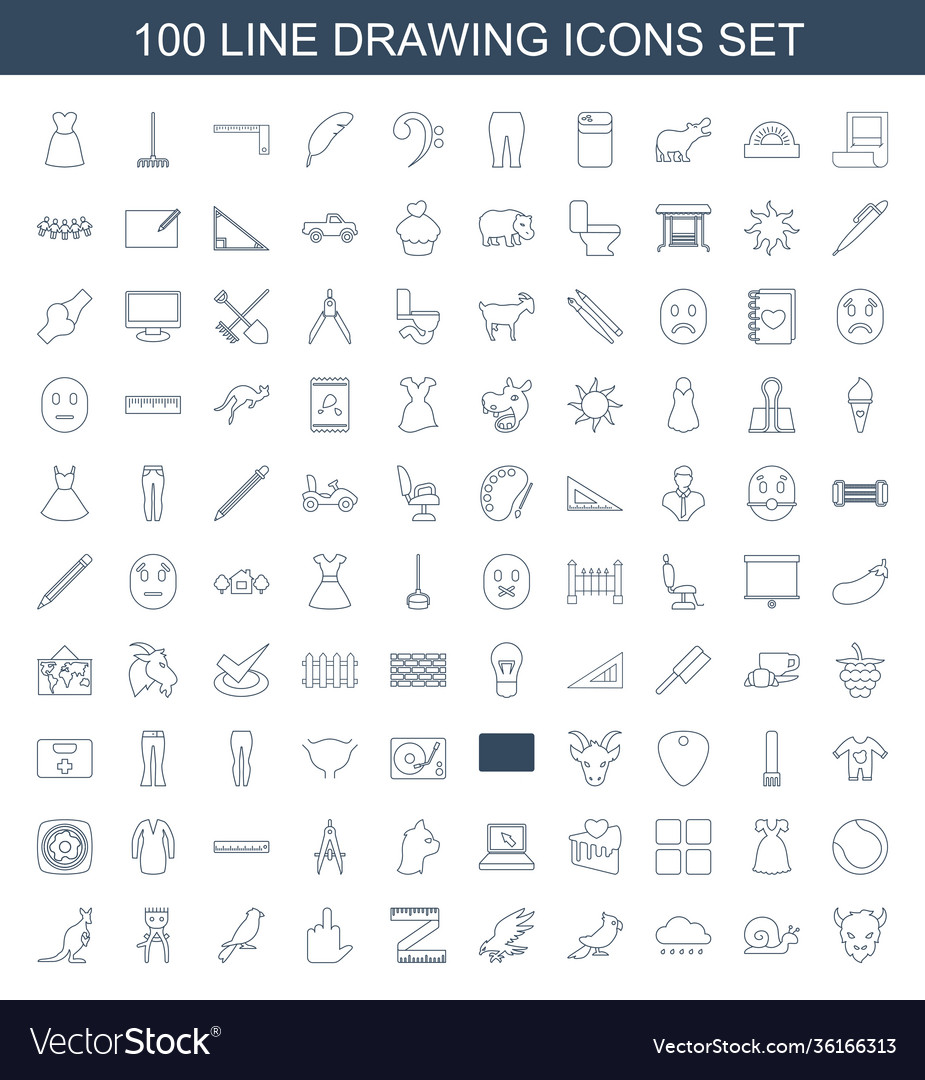 100 drawing icons