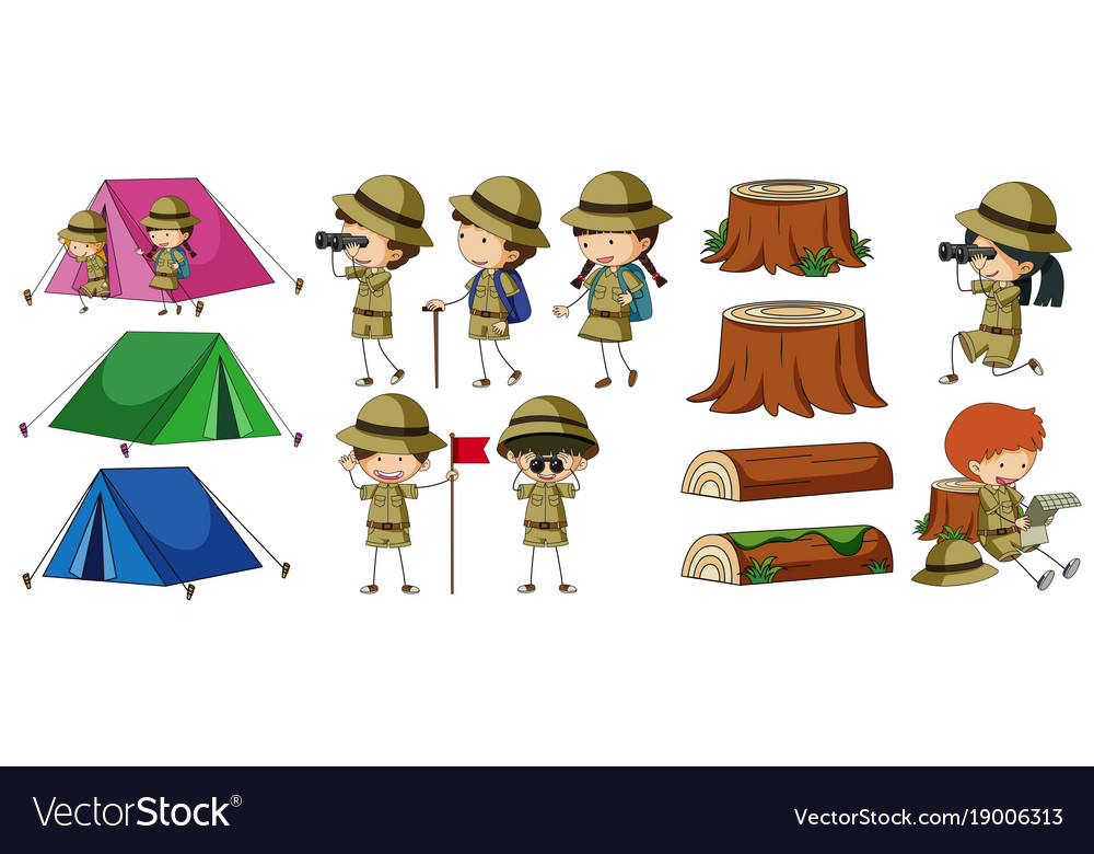 Boyscouts and camping elements Royalty Free Vector Image