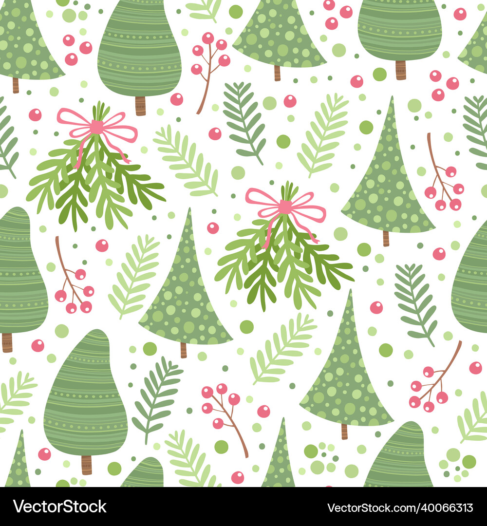 Christmas fir tree seamless pattern Royalty Free Vector