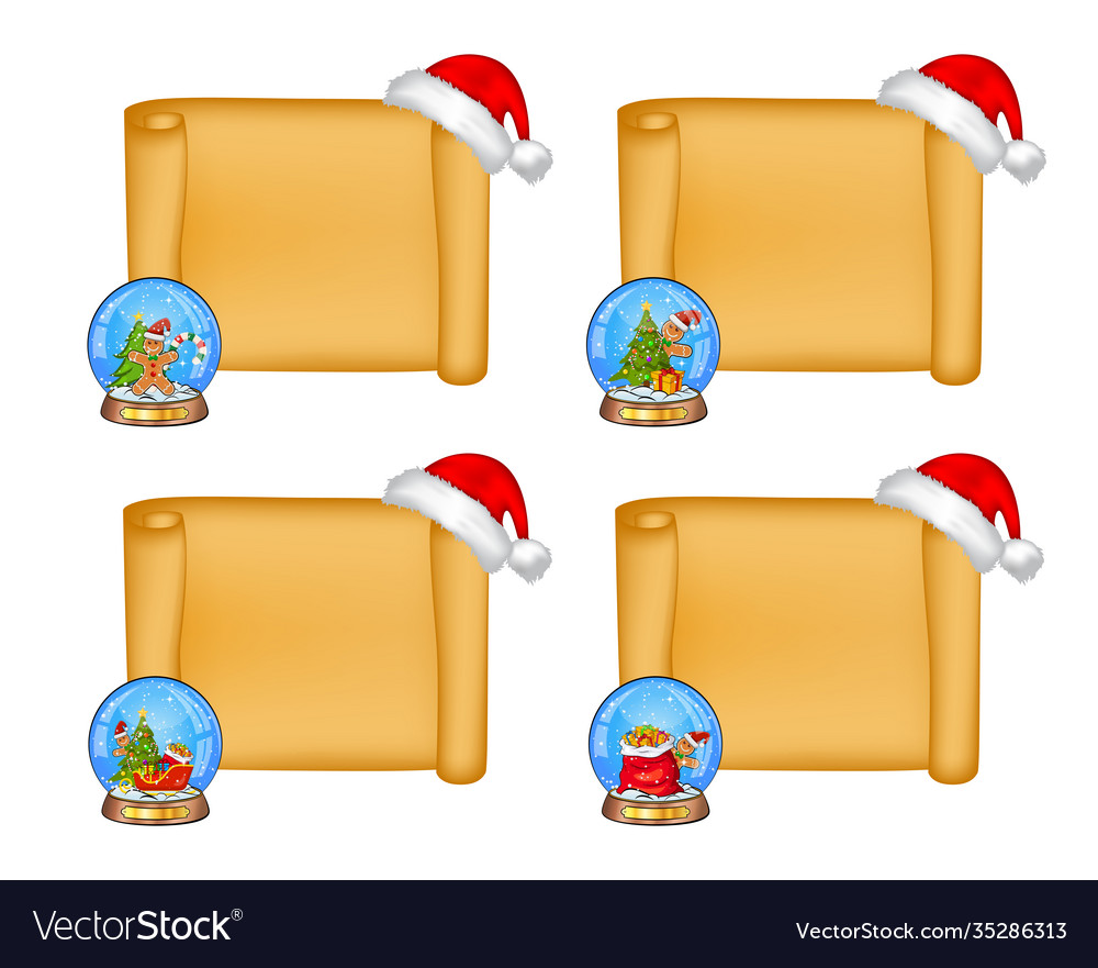 Christmas paper scrolls collection set empty vector image Christmas paper scrolls collection set empty