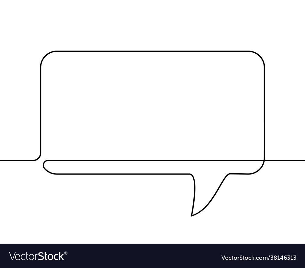 Continuous line drawing rectangular speech vector image Continuous line drawing rectangular speech