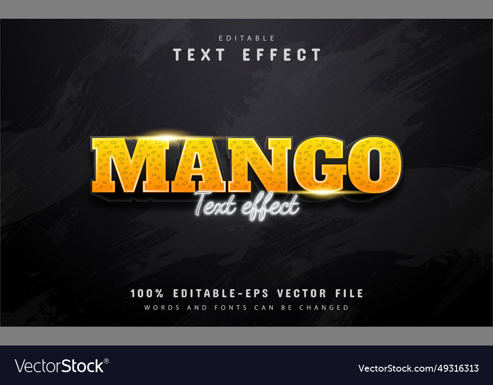 Editable mango text effect vector image Editable mango text effect