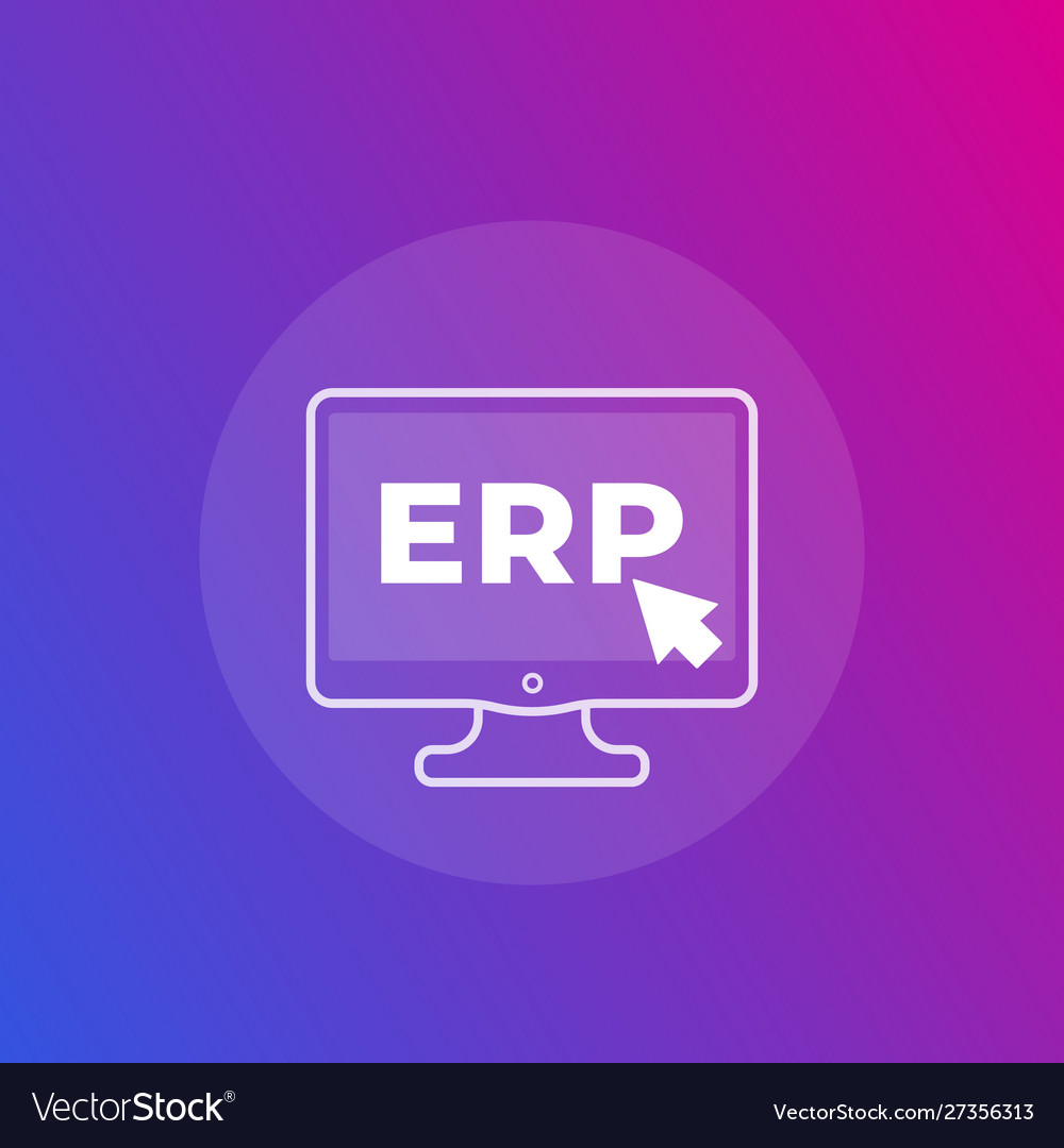 Erp software icon with computer