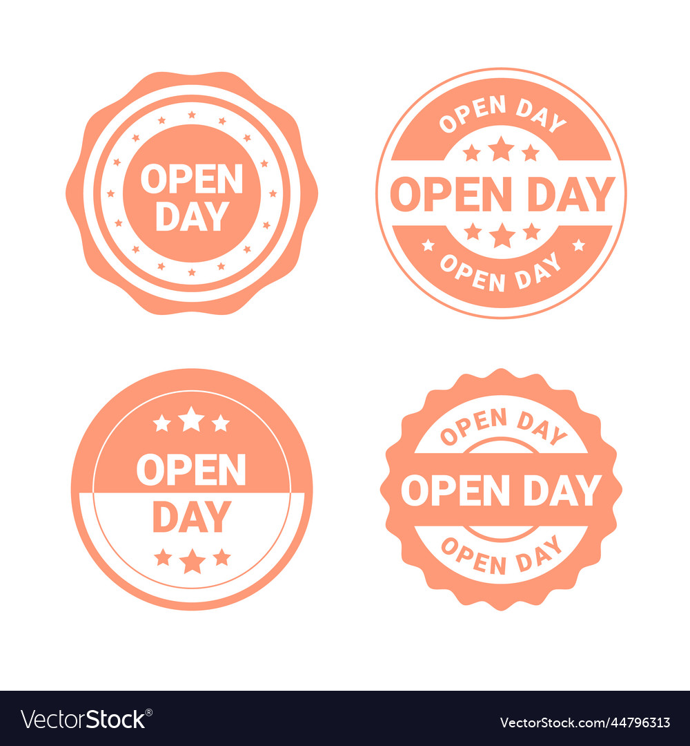 Flat design open day badges set Vector Image Flat design open day badges set