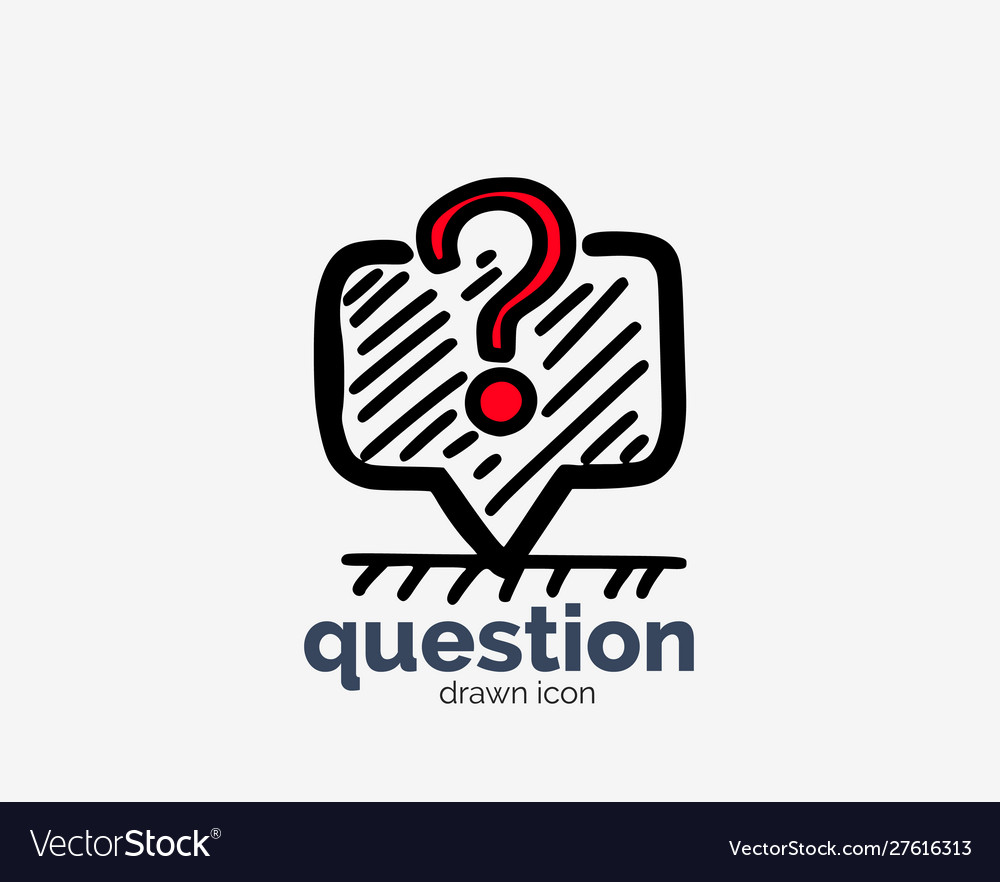 Hand drawn question speech bubble doodle icon