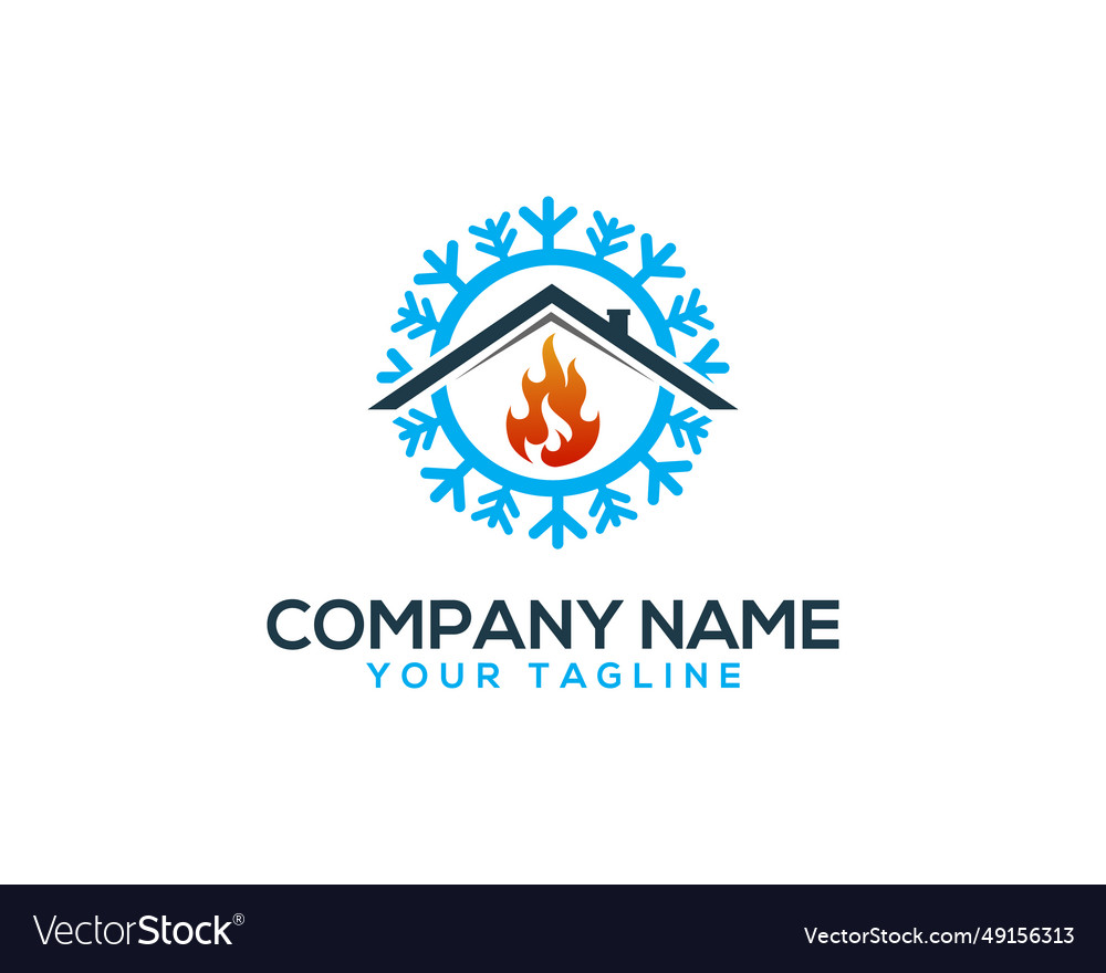 Heating and cooling service logo design Royalty Free Vector