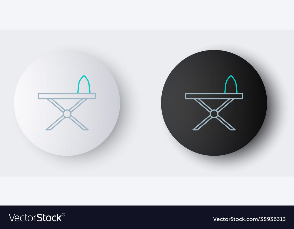 Line Electric Iron And Ironing Board Icon Isolated