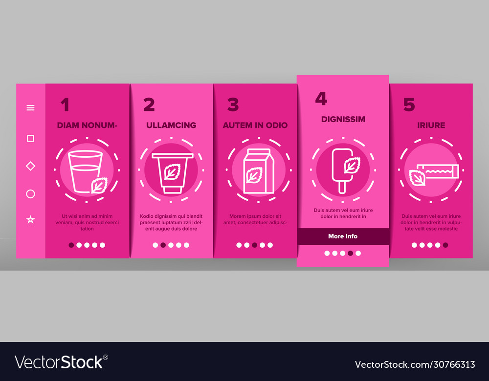 Mint refreshing leaf onboarding icons set vector image Mint refreshing leaf onboarding icons set