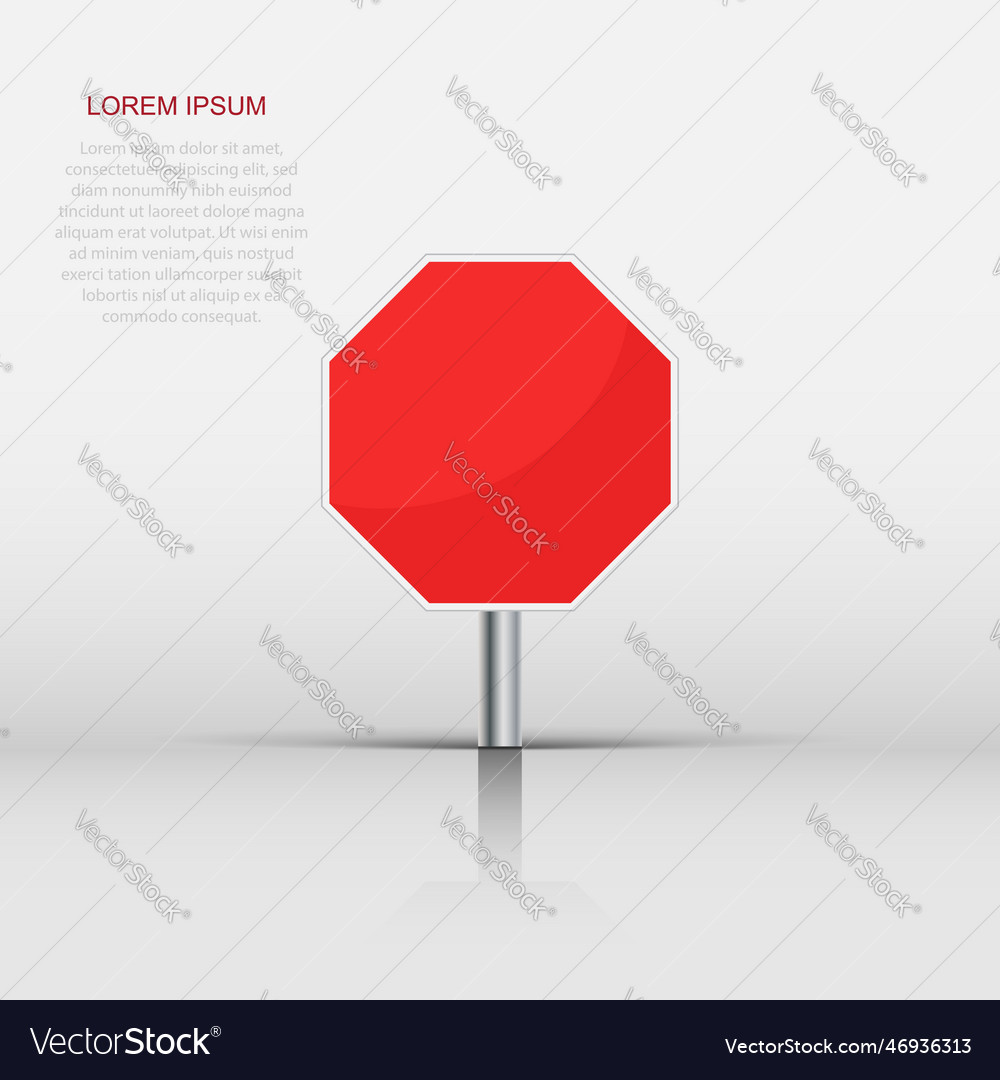 Red stop sign icon in flat style danger